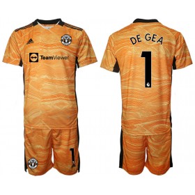 Koszulka Manchester United David de Gea 1 Bramkarska Dziecięcy Domowe Stroje Piłkarskie 2021/22 Krótki Rękaw